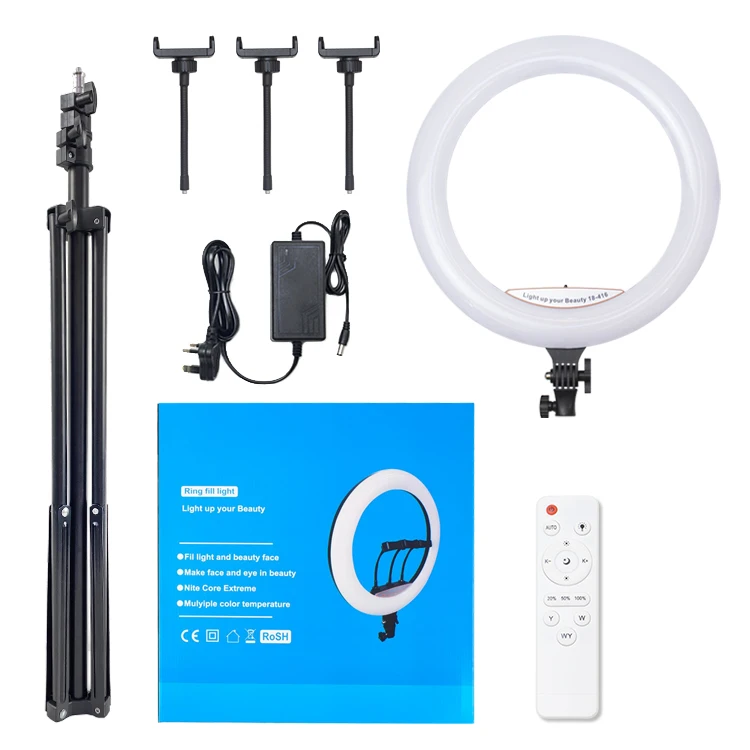 

Junnx OEM LED selfie 18 inch ring light phone with Phone Clips and 190cm tripod stand holder For Livestreaming Anillo de luz