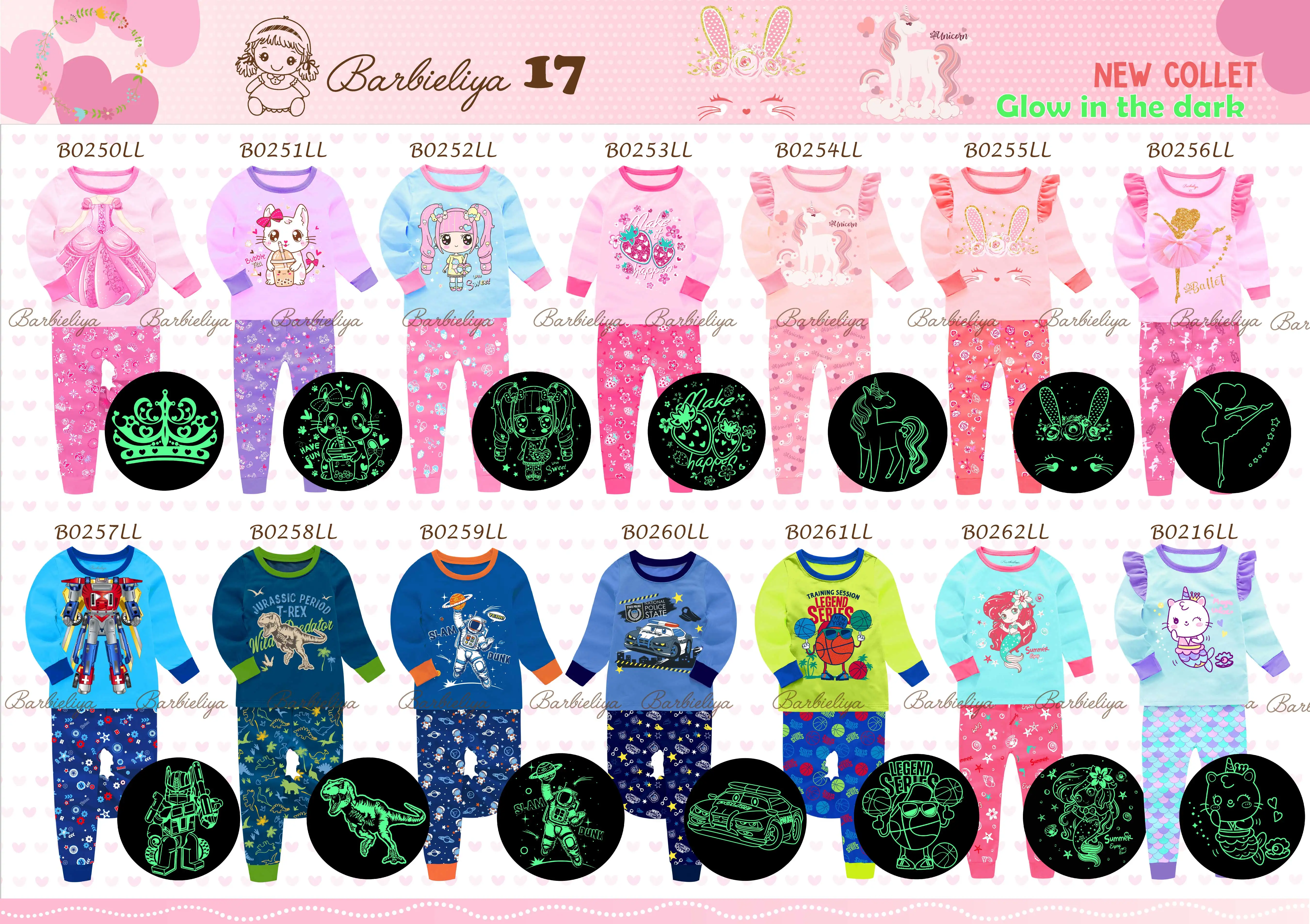 Barbieliya17-LL ailubee super hero pyjama set kids cotton pijama infantil kids tales loungewear easter py