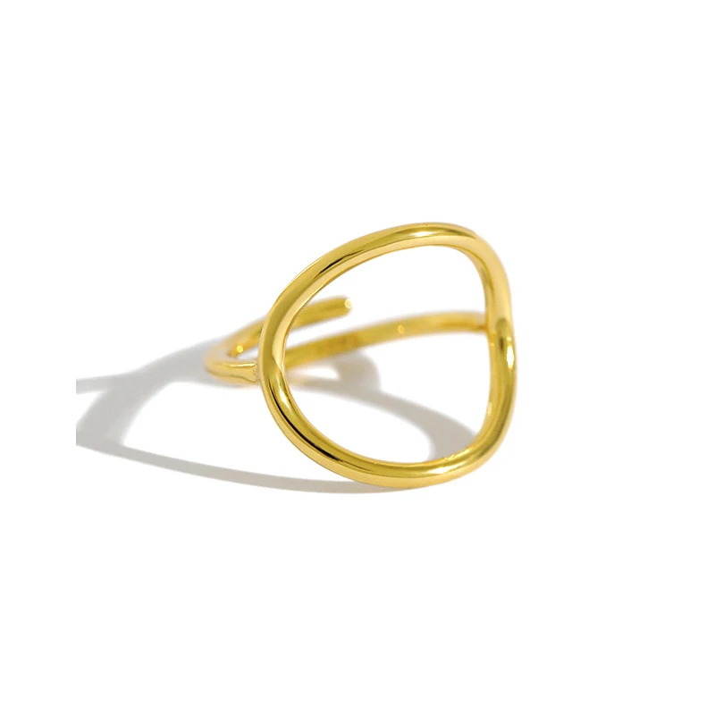 

H-R805 Wholesale Pure Sterling Silver 925 Ins Simple Minority Geometric Hollow Female Sterling Silver 925 Ring