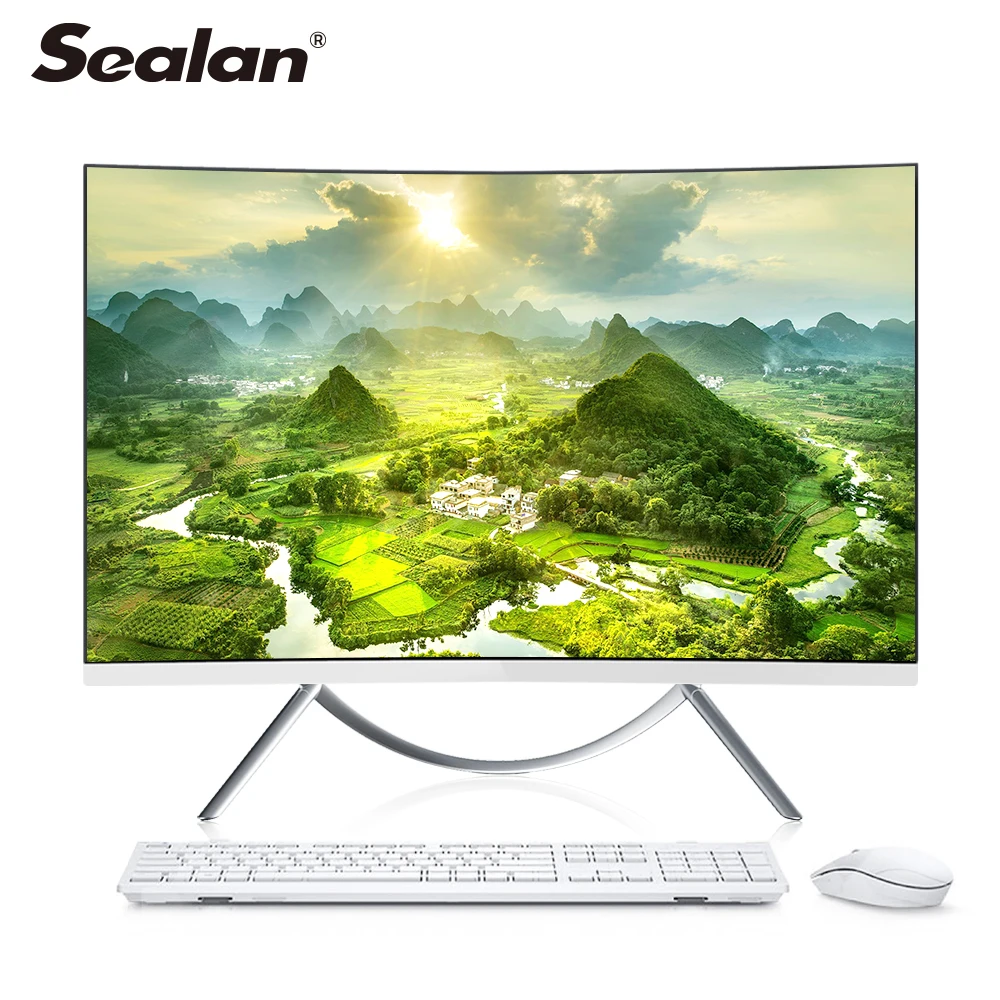 

SEALAN 27 inch all in one pc i7 4960 RAM 16G HDD 1TB AIO pc computers curved screen keyboard mouse speaker all in one computers