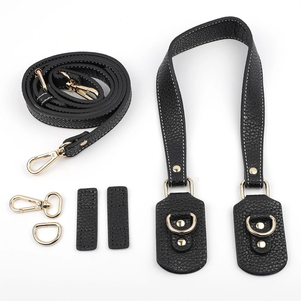 

Kzfashion Diy Bags Accessories Parts With Bag Bottom Bag Cover Shoulder Strap 4pcs Set Leather Replacement Handbag Accessories, Black/coffee/brown