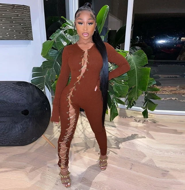 

New Product Jumpsuits Women 2021 Fashionable Hallow-out Chains Slim Yoga Workout Suits Clothes Bodysuits For Adults