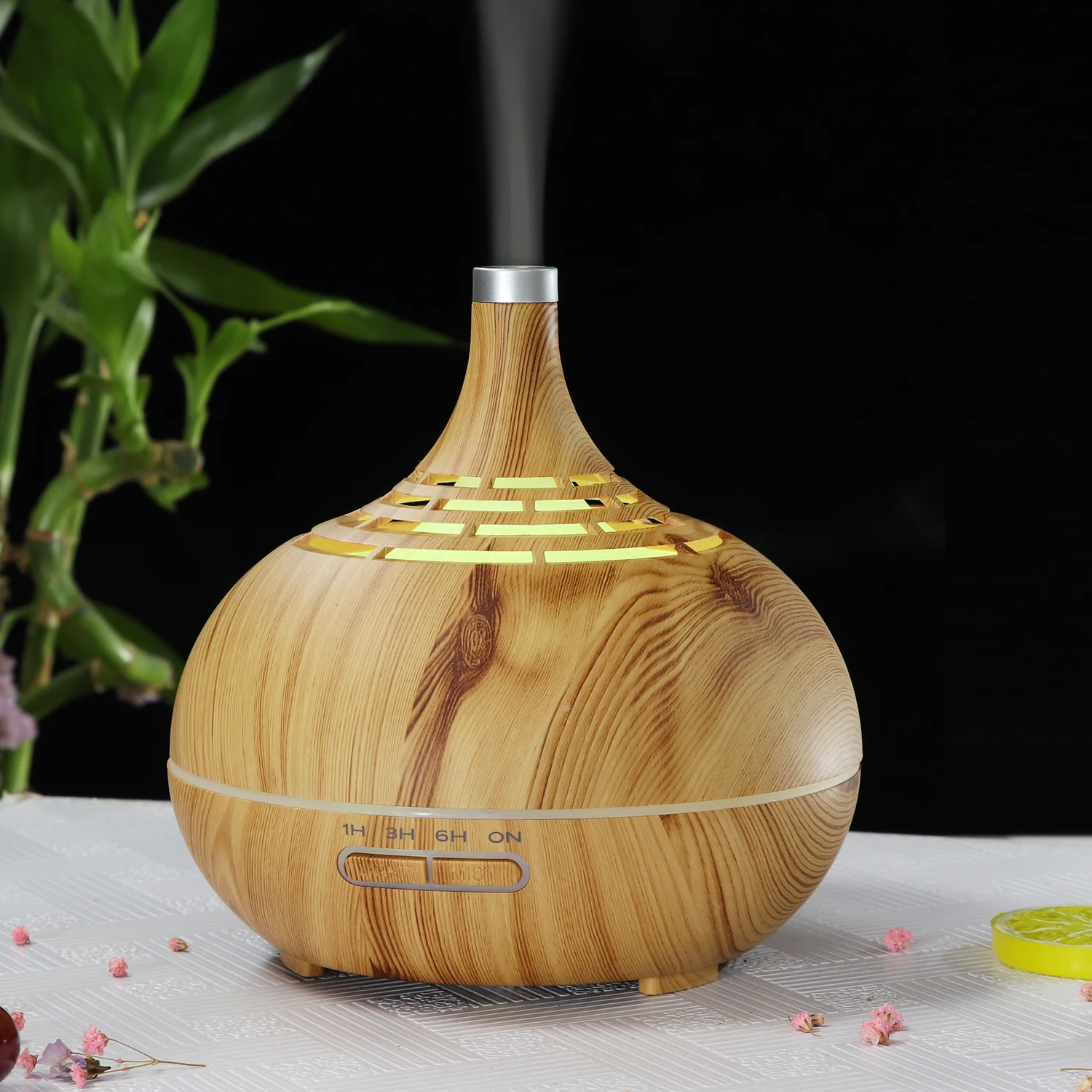 400ml Wood Grain Ultrasonic Cool Mist Humidifier, Diffuser for essential oils, 7 Color LED Lights aroma oil diffuser