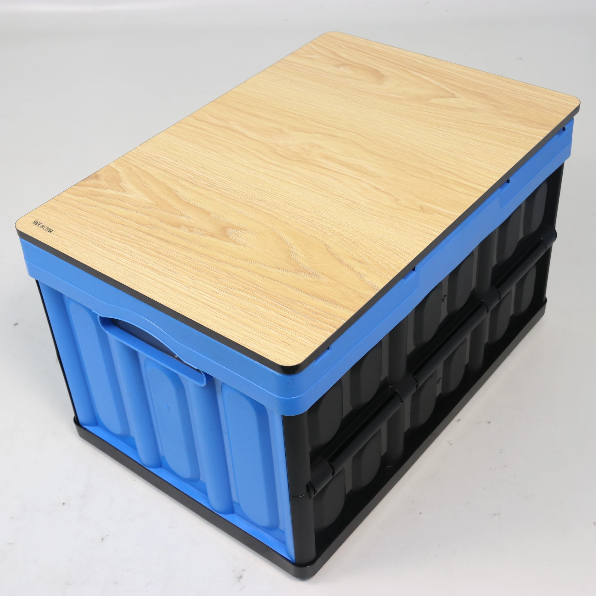 

Household Collapsible Storage Crate Foldable Crate With Wooden Lid Durable Stackable Folding Box For Daily Use, Blue/green/customized color