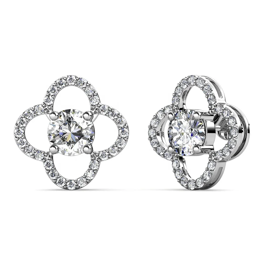 

Innovative Formulated Lab Grown Moissanite Diamond Jewelry 925 Sterling Silver Four Leaf Clover Stud Earrings Destiny Jewellery