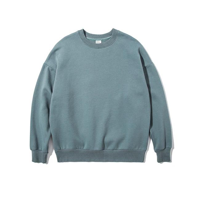 

100% cotton plain Round Neck Long Sleeve Fleece Screw Neck sweatshirt Men