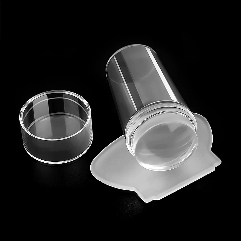 

Wholesale Pure Clear Jelly Silicone Nail Stamp Transparent Nail Art Stamper For Nail Stamping Plate, Clear head & crystal white handle