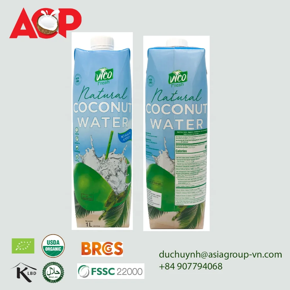 
Natural UHT Coconut Water   1000ml and 300ml pack   PRIVATE LABEL AVAILABLE 