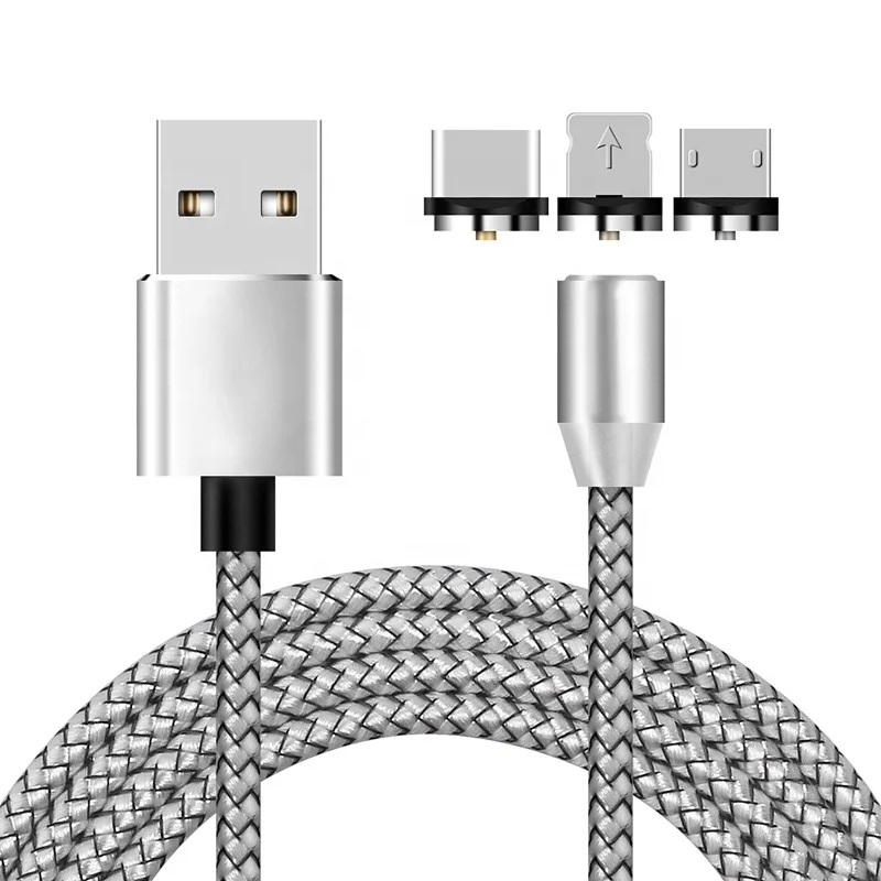 1m 2m 2.1A 3Plugs USB C Cord Type C 8Pin Micro USB 3 in 1 Magnetic Charging Cable for Android iPhone 5/6/7/8/XS/11 Huawei - ANKUX.COM