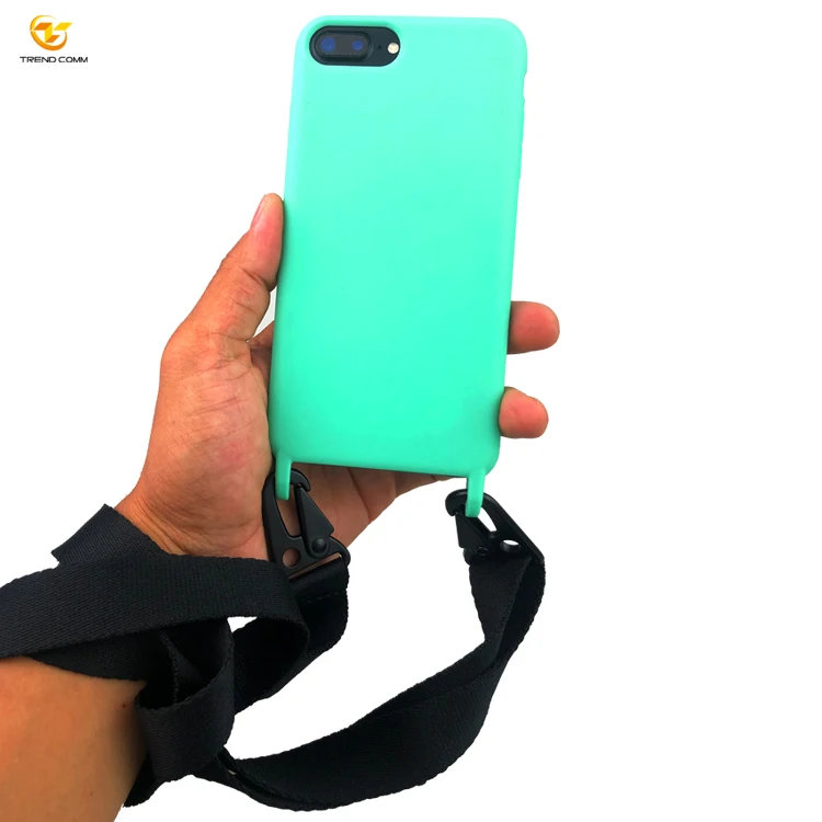 

For iPhone 7/8 Plus Necklace Silicone Shock Resistant Band Phone Case, Green,blue, yellow