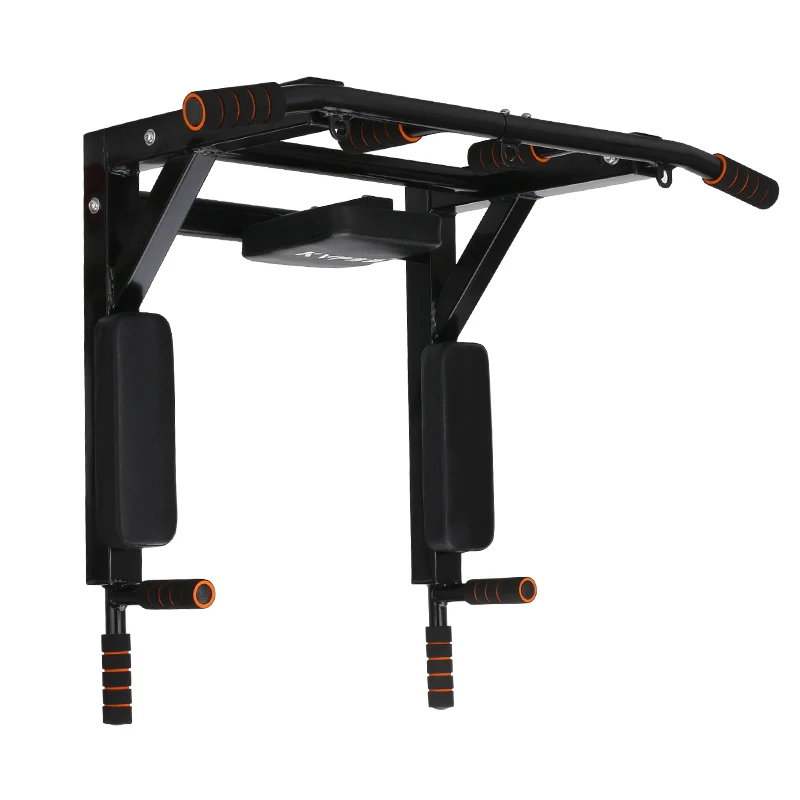 

Wall Mounted Pull Up Bar Multi-Grip Wall Mount Dip Bar Power Tower Pull Up Bars for Indoor Home Gym Training, Black