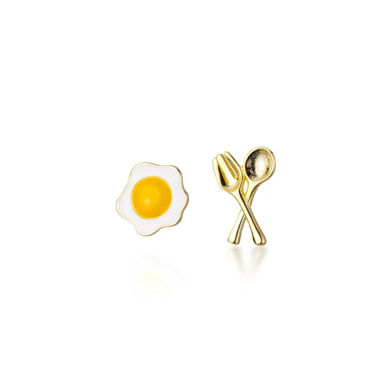 

E4924 Classical For 2021 Luxury Jewelry 925 Sterling Silver Knife And Fork Earrings Earrings Asymmetric Pouch Eggs Funny Small