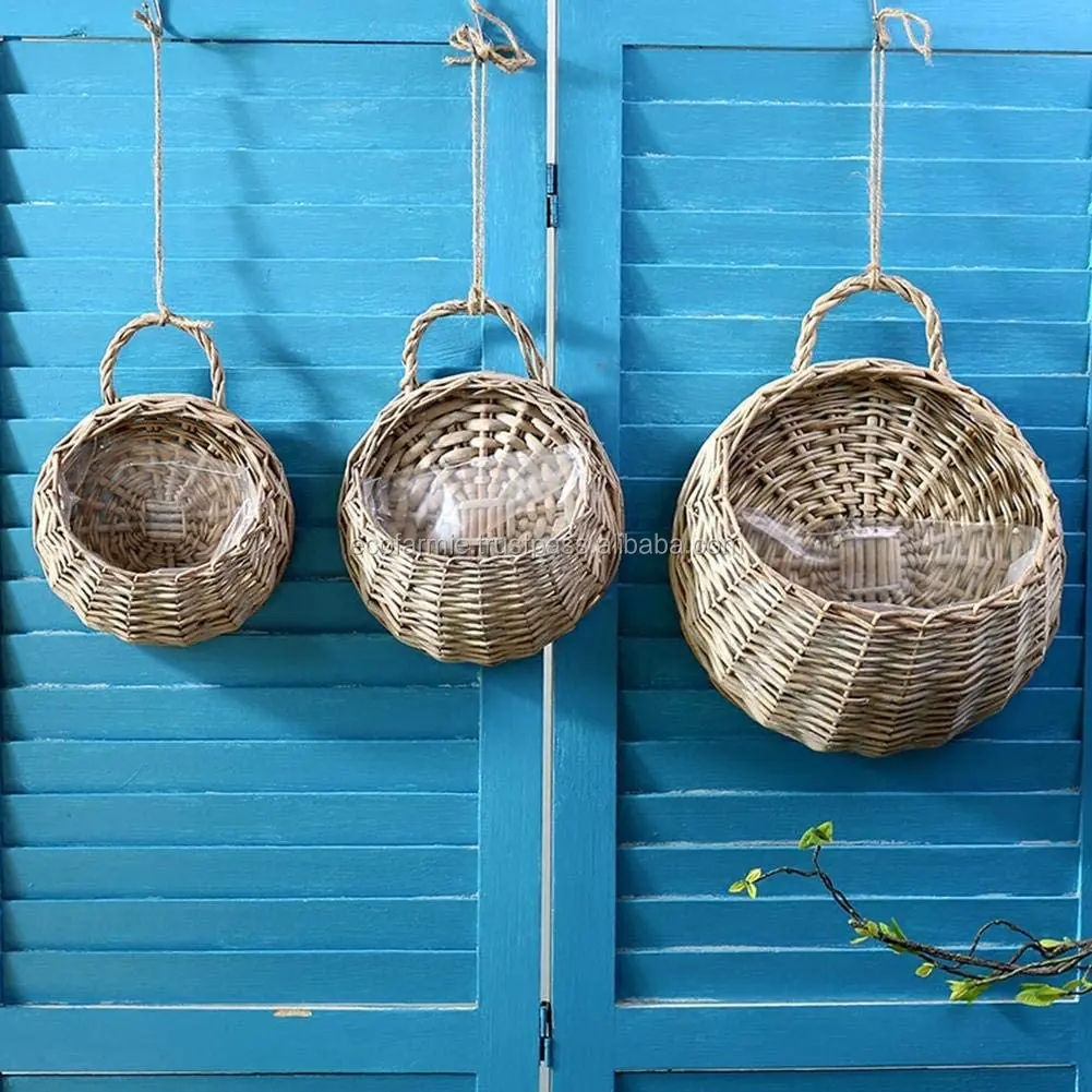 Rattan Elma Şekilli Duvar Sepetleri Ev Için Vietnam Dekorasyon Buy