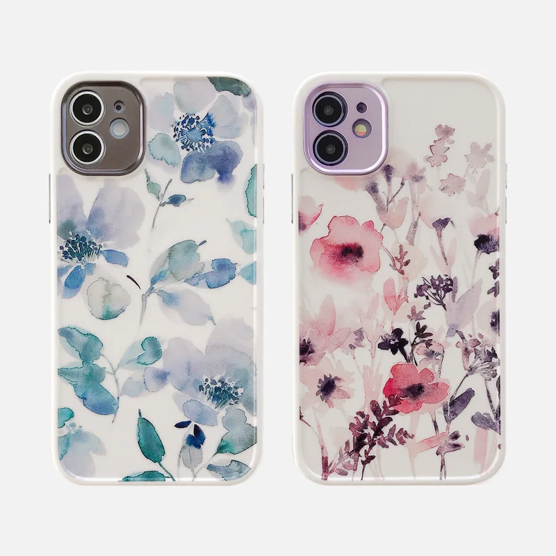 

Colorful Flower Phone Cases for iphone 12 12Pro Max XR X XS 7 8Plus Case for iPhone11 Cute floral Soft Silicon Relief Cover