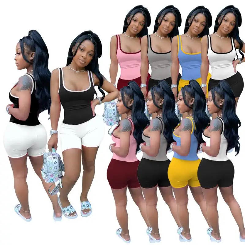 

2021 Hot Sale Women Crop Top And Short Set Two Piece Set Tracksuits Custom 2 Piece Short Set Summer Outfits