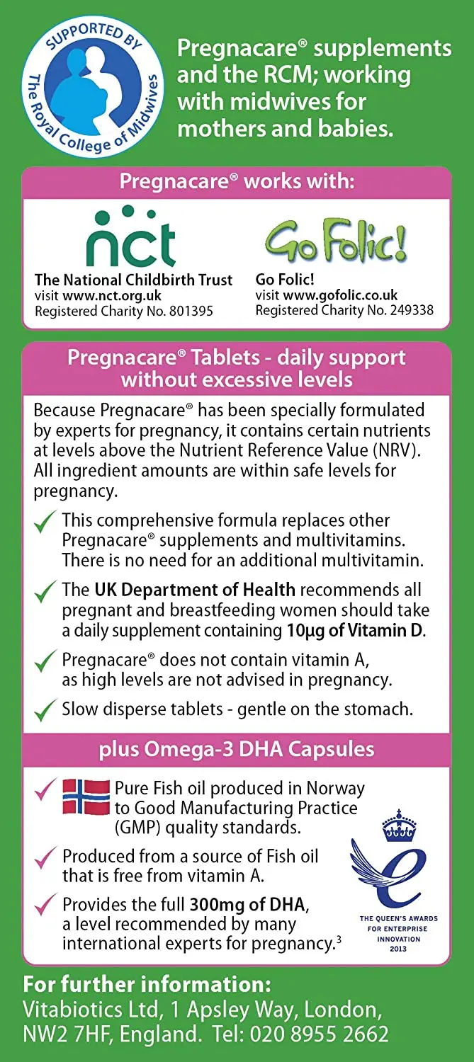 Vitabiotics Pregnacare Plus Tablets With Omega 3 56 Tablets Capsules Ean Greater Care During Pregnancy
