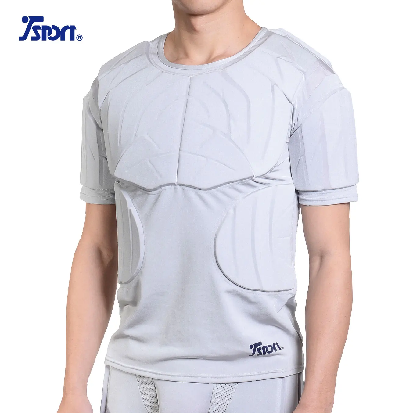 Topeter Camiseta de fútbol acolchada para hombre Protectores de costillas Camisetas de compresión con almohadillas Equipo de protección de baloncesto Camiseta sin mangas de rugby 
