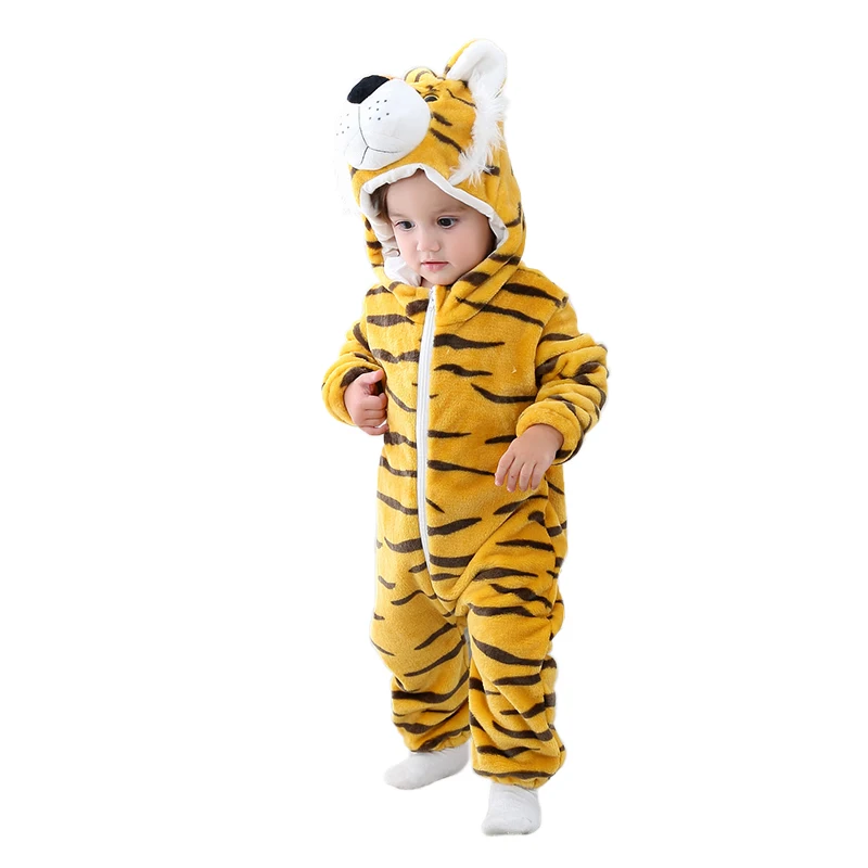 

Wholesale Flannel Tiger Baby Rompers Zipper Boys Girls Animal Baby's Sets Hooded, Picture