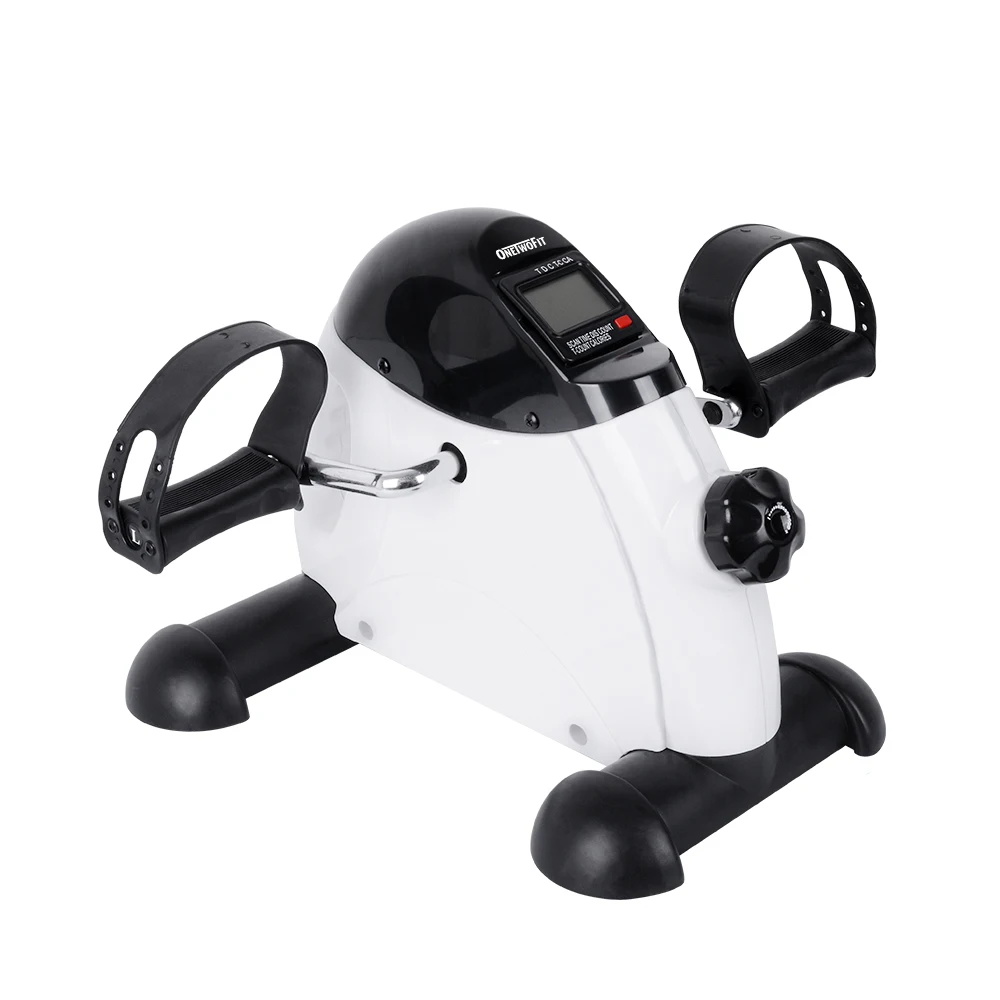 

OneTwoFit Home Equipment Rehabilitation Estatica Under Desk Portable Spin Spinning Mini Exercise Bike, White