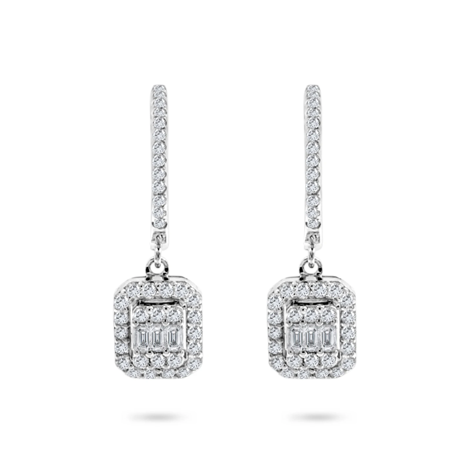 

18K White Gold Pave Diamond Pendant Earring Women Gift