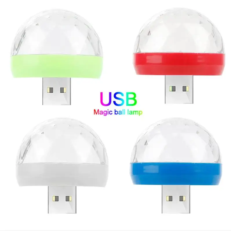 sound control USB Disco club Light star Portable Crystal Magic Ball RGB led stage lights
