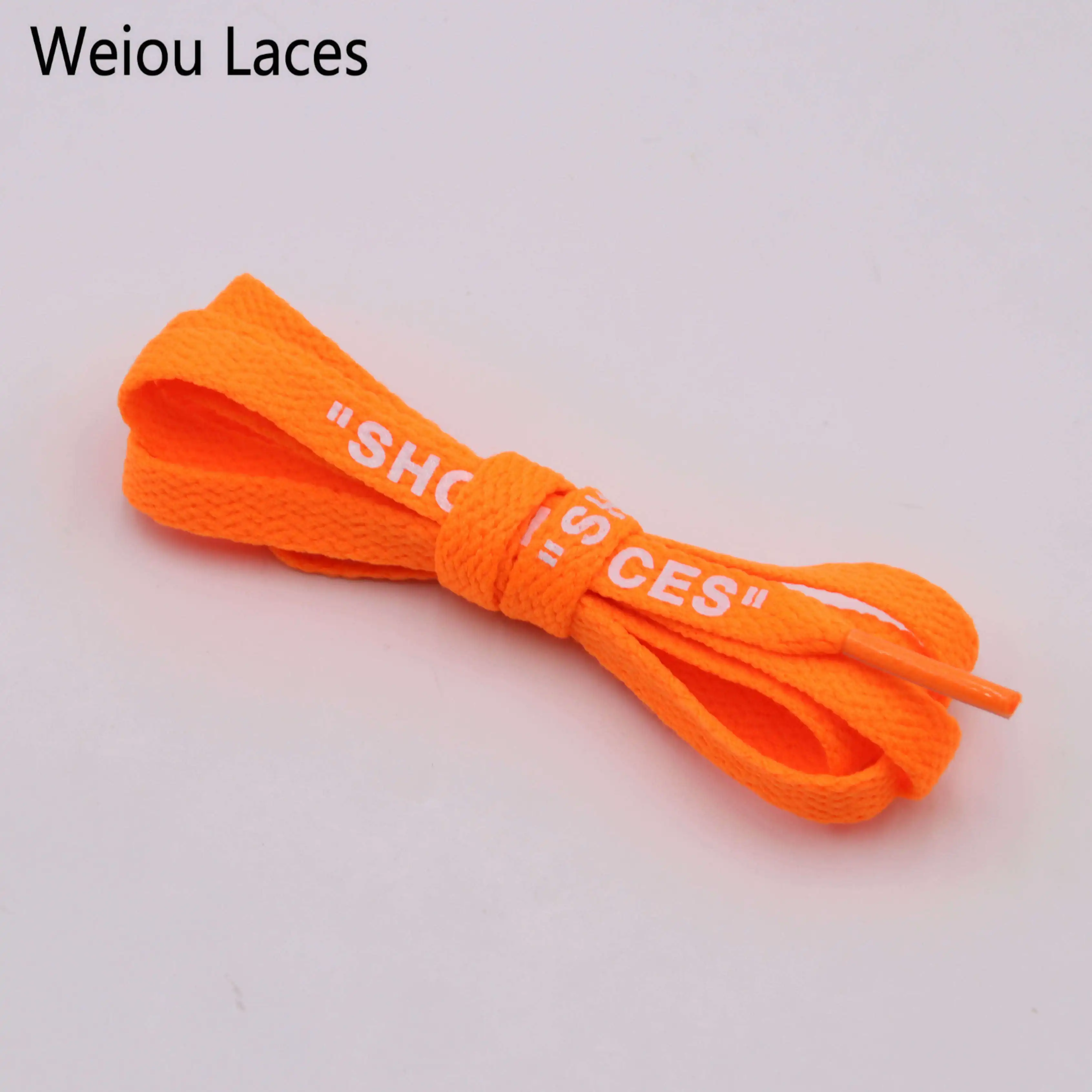 

Weiou Laces SHOELACES Printing Shoestring Flat Polyester Drawcords with Custom Logo Low MOQ for Sneakers Freeshipping, Black white green and orange support customized color