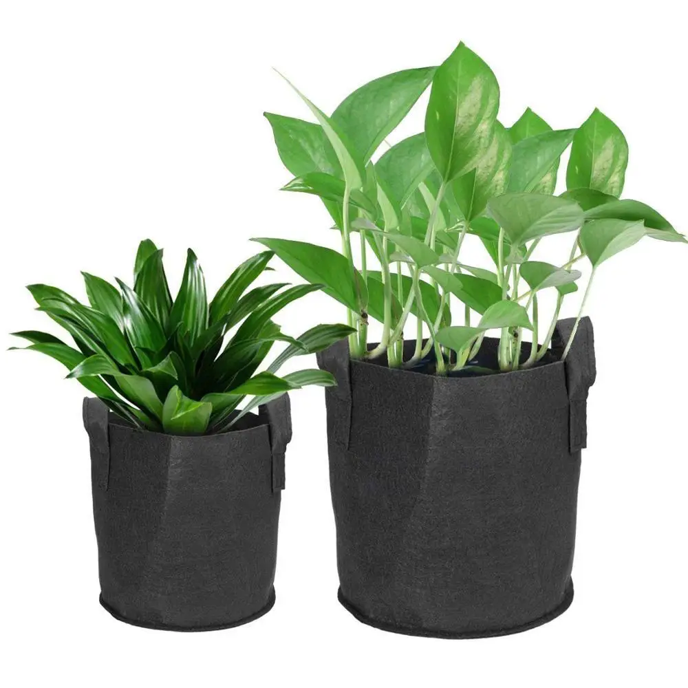 

Non Woven Planter Grow Bags Aeration Fabric Pots Garden Potato felt grow bags 5 Pack 3 5 7 10 15 20 25 30 100 Gallon, Black