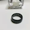 Men's rock style custom black damascus steel ring