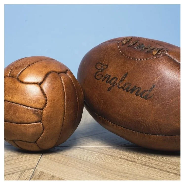 Old Style Vintage Genuine Leather Football Soccer Ball Rugby Ball