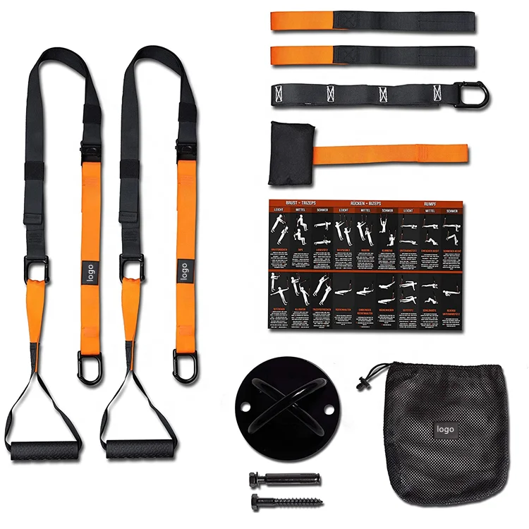 

Wellshow Sport High Quality Sling Trainer With Door Anchor Wall Mounted Bracket Stable Suspension Trainer Set For Sports, Many color can be choose