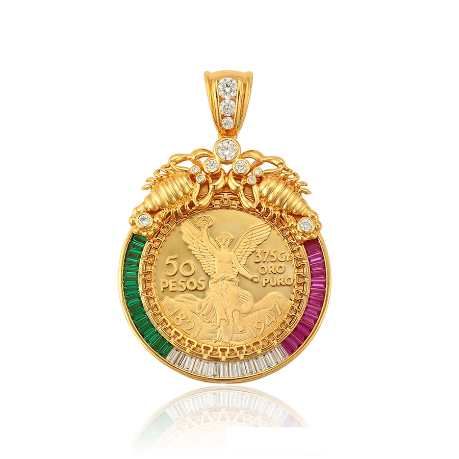 

34227 xuping 24k gold plated Gold Mexican 50 Pesos Centenarios Pendant