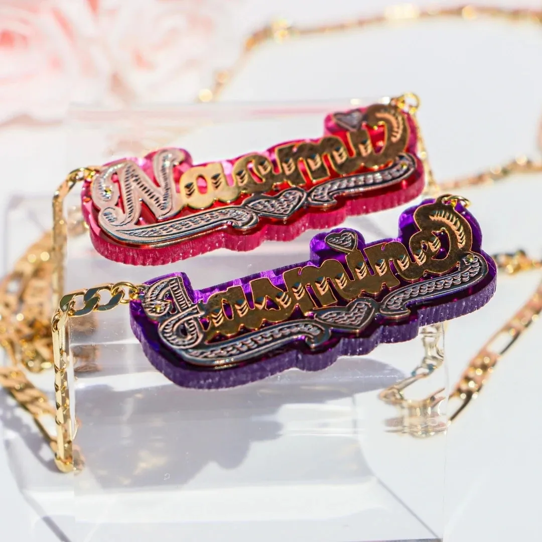 

Hot Style Personalized DOUBLE PLATED MIRRORED COLOR CUSTOM NAME NECKLACE
