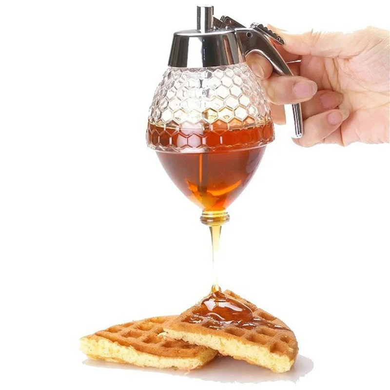 

Baking Honey And Syrup Bottle Pot Dispenser Glass Non-Drip Honey Dispenser, High transparency