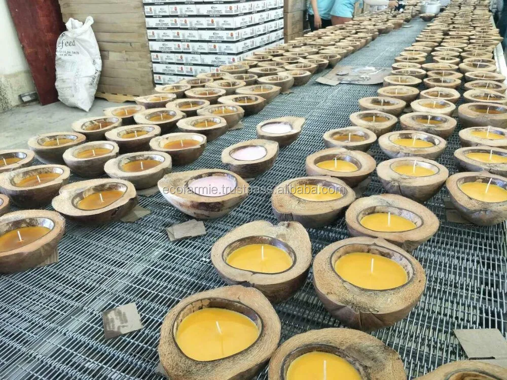 NATURAL WAX CANDLE IN SHELLS COCONUT SHELL CANDLES FROM VIETNAM, View