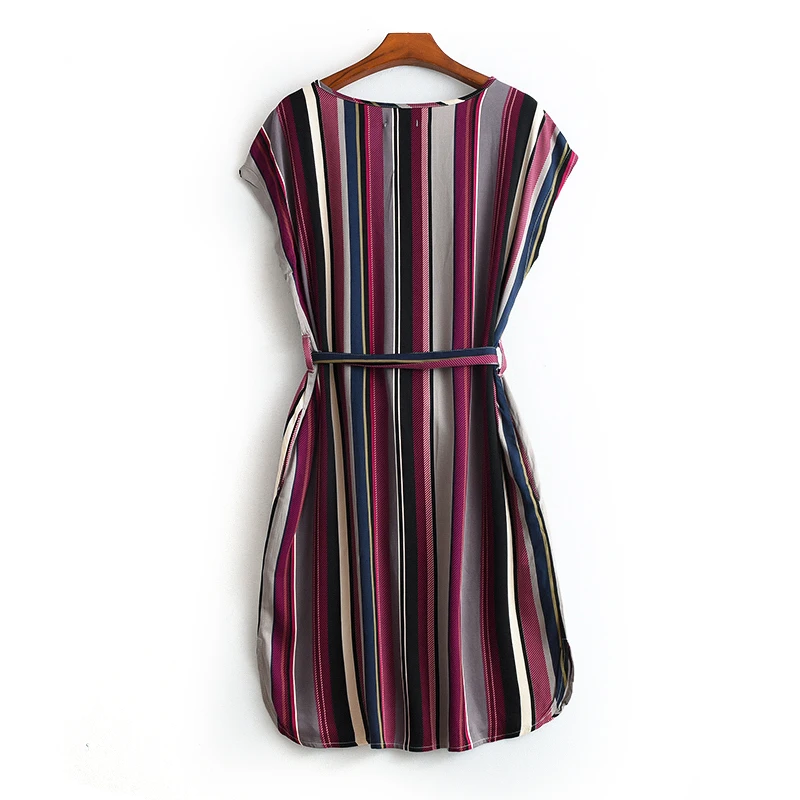 
Hot Sale Clothes 100% Rayon Fabric Women Casual Dress With Sleeveless stripe Print garments stock lots Apparel Stock 