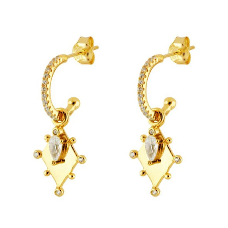 

Creative INS vintage brass jewelry hangle charm geometric 18k gold plated earring