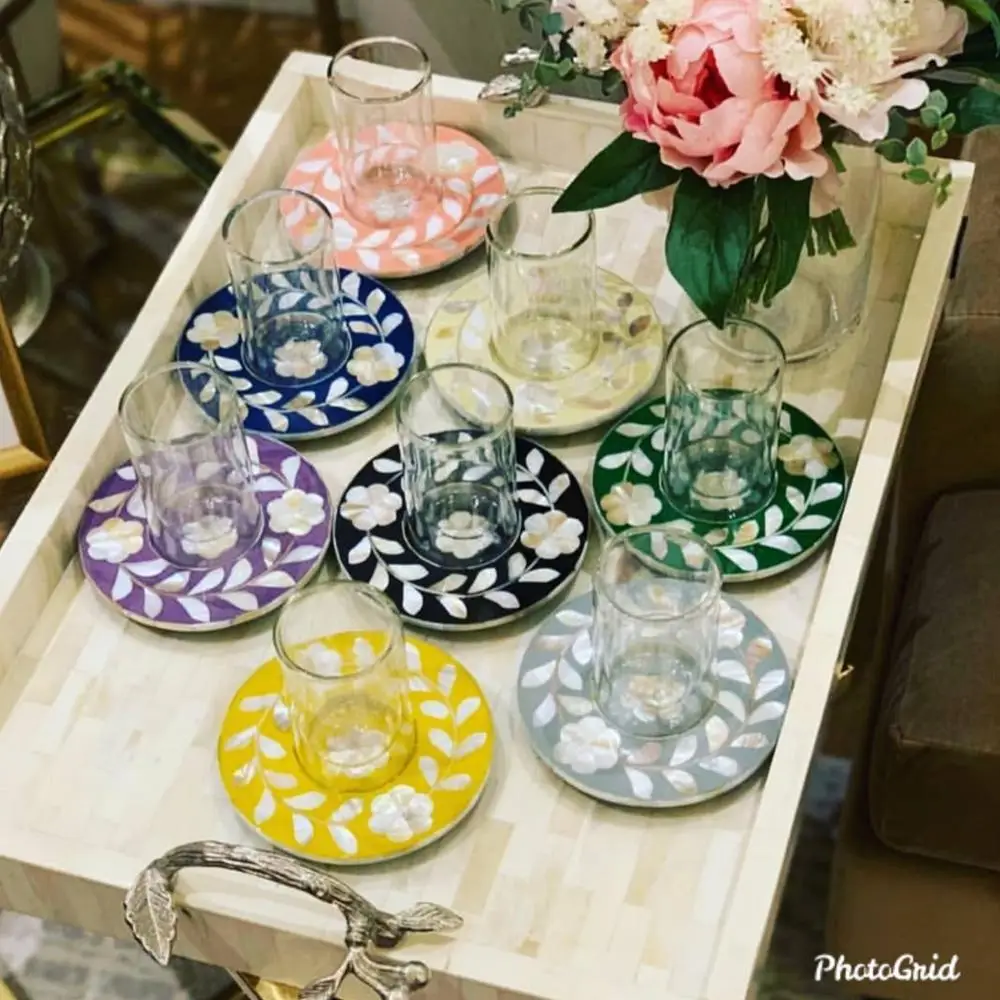 
SERVING TRAY BONE INLAY TEA LIGHT BAKHOOR BOX GULF UAE 