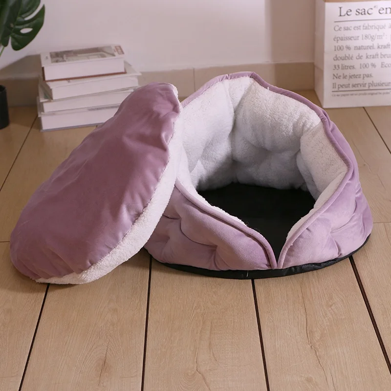 

Irregular Concave Button Fashion Luxury Velvet Warm And Comfortable Removable And Washable Pet Cave Bed, Picture