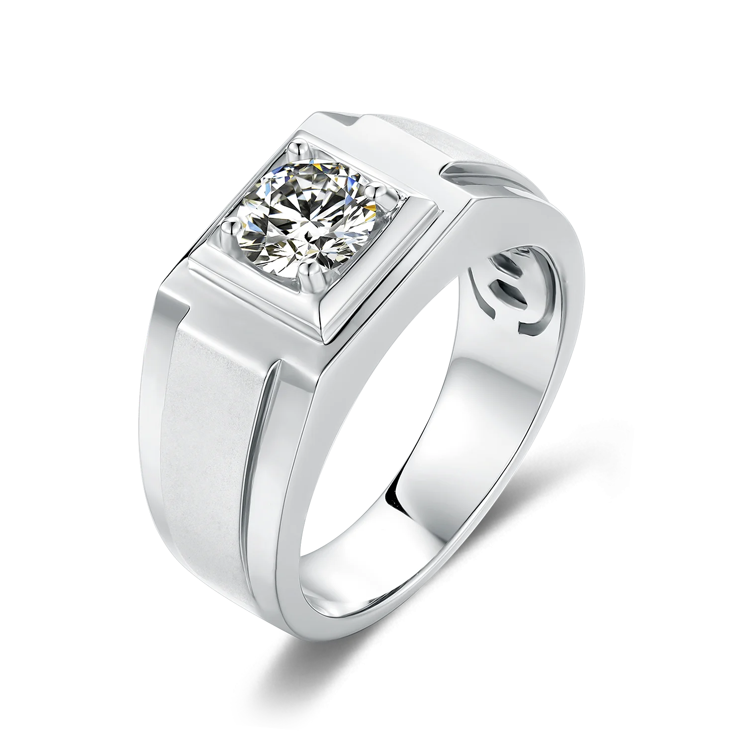 

1ct 6.5mm Moissanite Main Stone 925 Sterling Silver Ring For Man