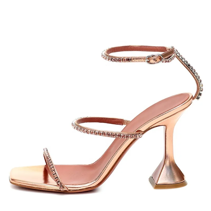 

Rhinestone Sandals Summer Ladies Footwear 2020 High Heel Sandals For Women, Rose gold
