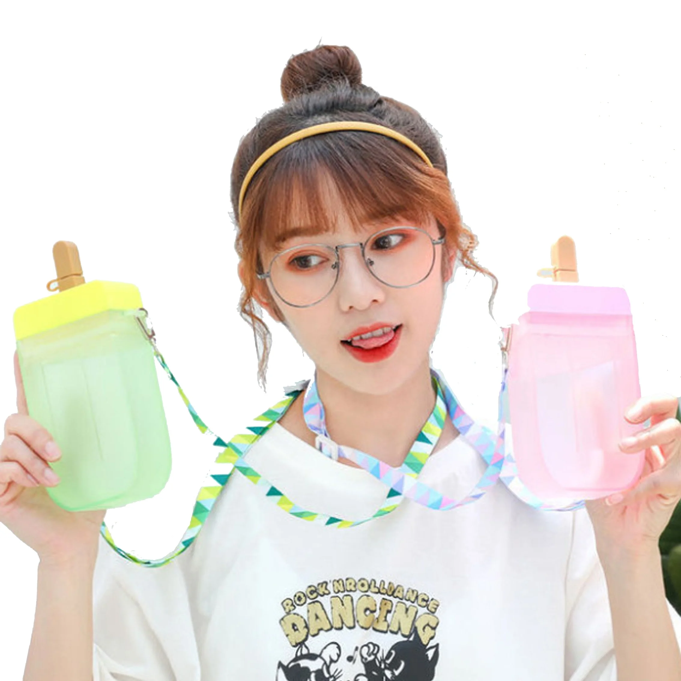 

2021 new design plastic Water Bottle with straw and lids, Pink,blue,yellow,purple