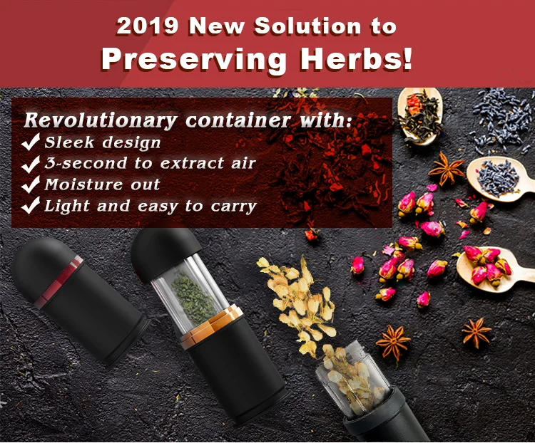 Smell Proof Vacuum Sealed Weed Herbs Container, View best fresh herb