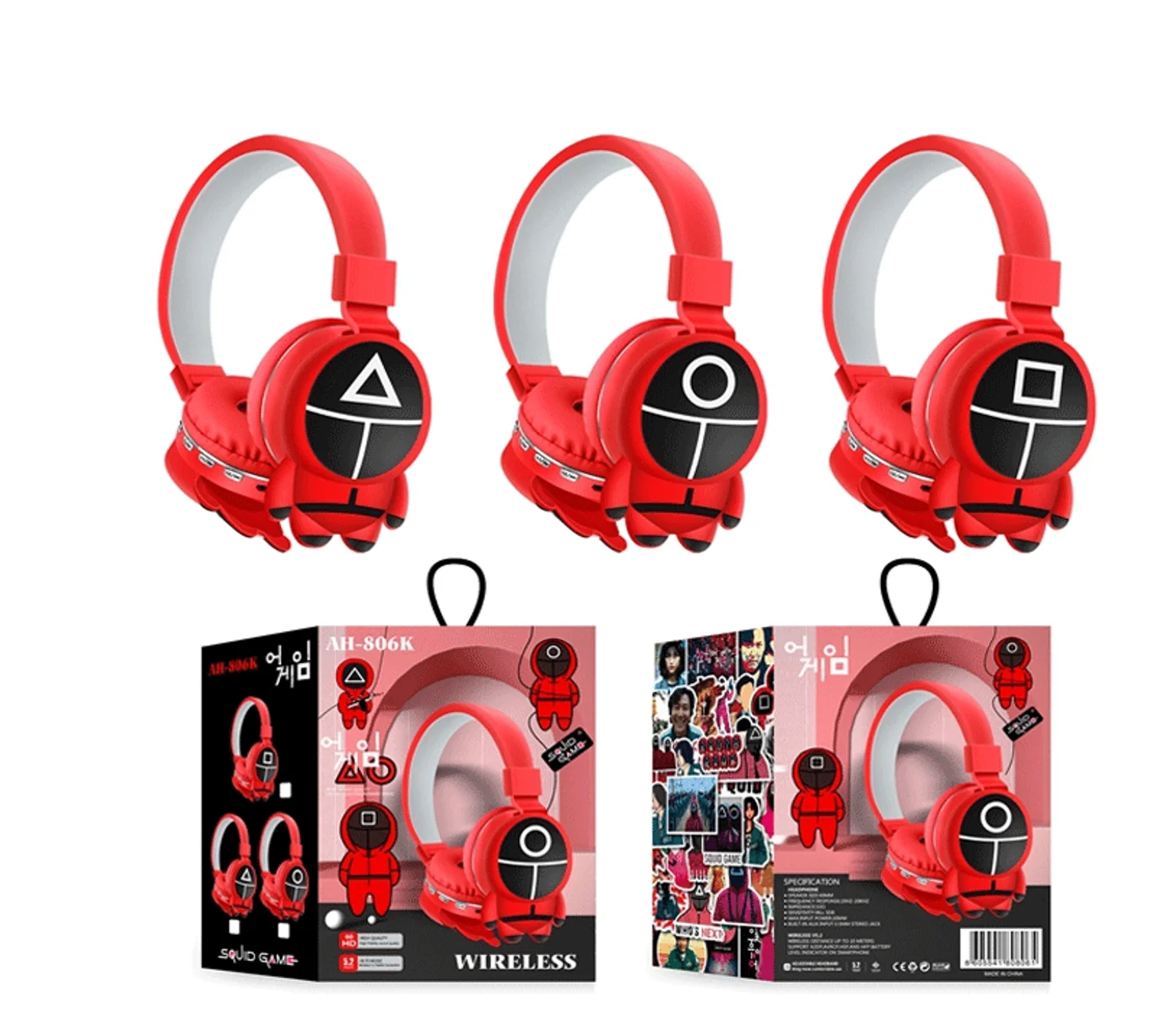 

New arrival wireless BT kid headphone for Christmas Gifts squid game headphones