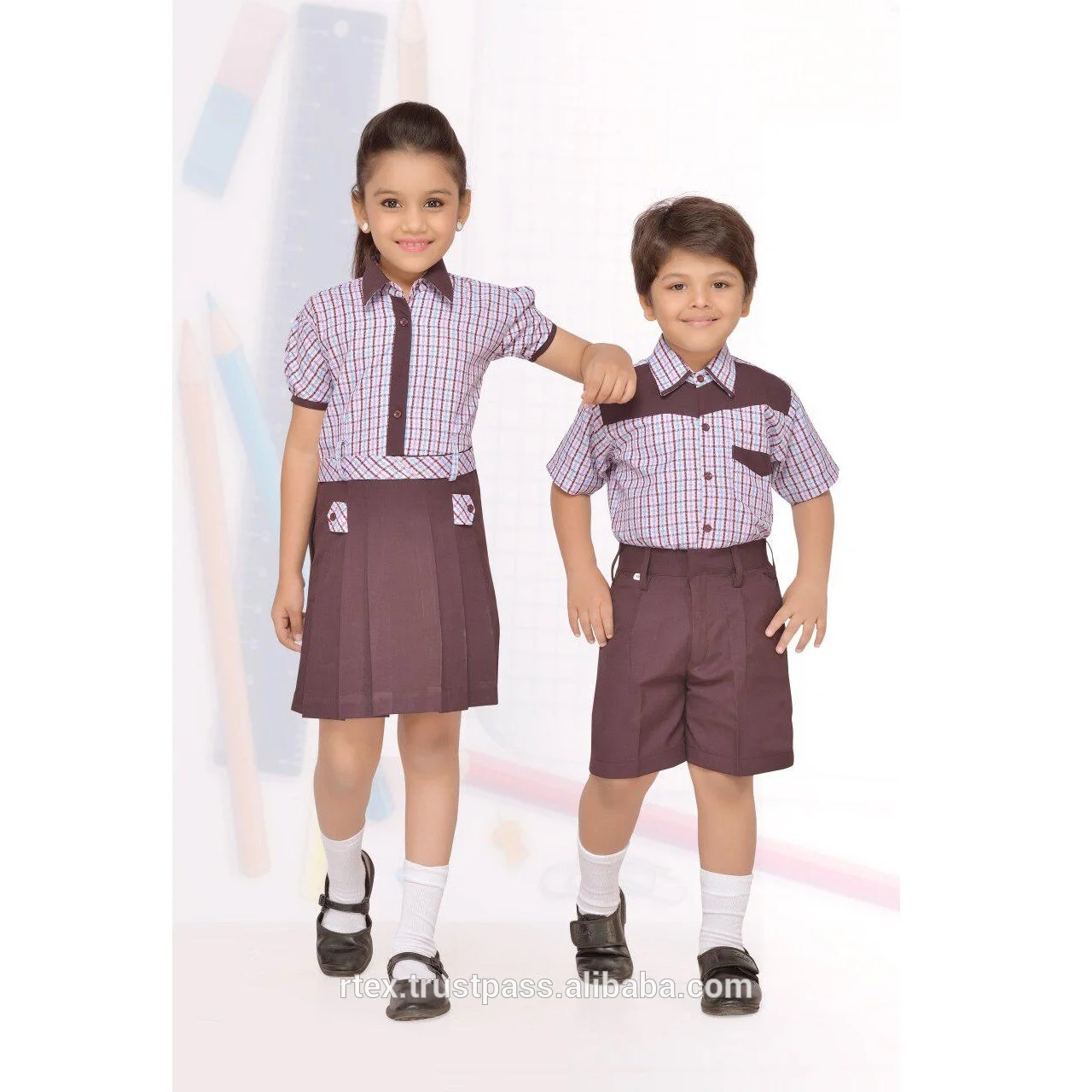 
Customized school uniform with school logo embroidered or printed for all age   S32 