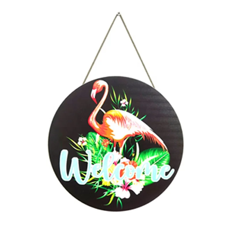 

Time Slow Amazon modern minimalist style home door and window display decoration flamingo pattern wrought iron disc wall hanging