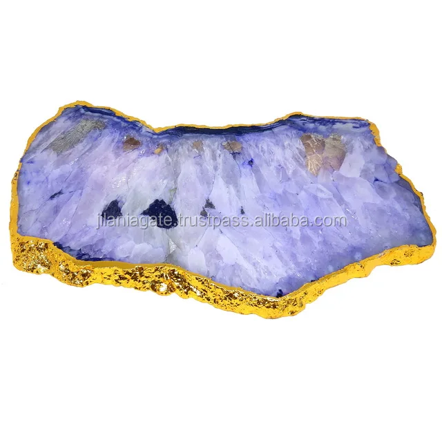 Plateau En Agate Naturelle De Couleur Violette 1 Piece En Pierre Garniture En Or Buy Stone Platter Agate Platter Agate Cheese Platter White Agate Cheese Platter Agate Big Size Platter Marble