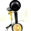 Vintage Antique Look Brass Polished Rotary Candlestick Phone Retro Desk Telephone Classy Old Design Rotary Dial Phone Black