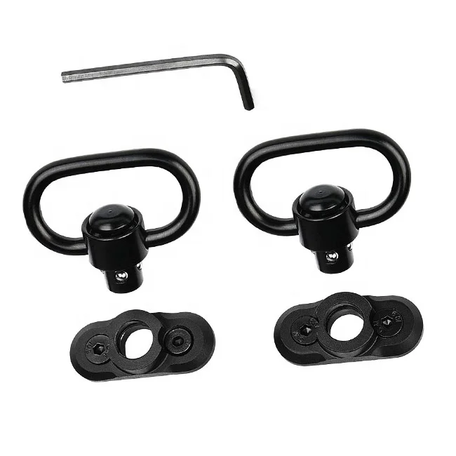 

2 PCS M Lok Mount Quick Detach/Release Heavy Duty Push Button Sling Swivel with Adaptor Base, Black