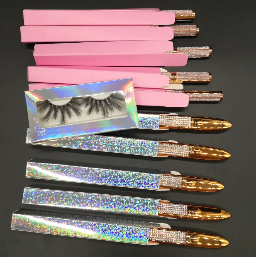 

Hot Selling Eyeliner Glue Pen High Quality Water Activated Eyeliner OEM ODM Private Label Glitter Liquid Eyeliner WIth Box, Pink white black blue rainbow rose gold