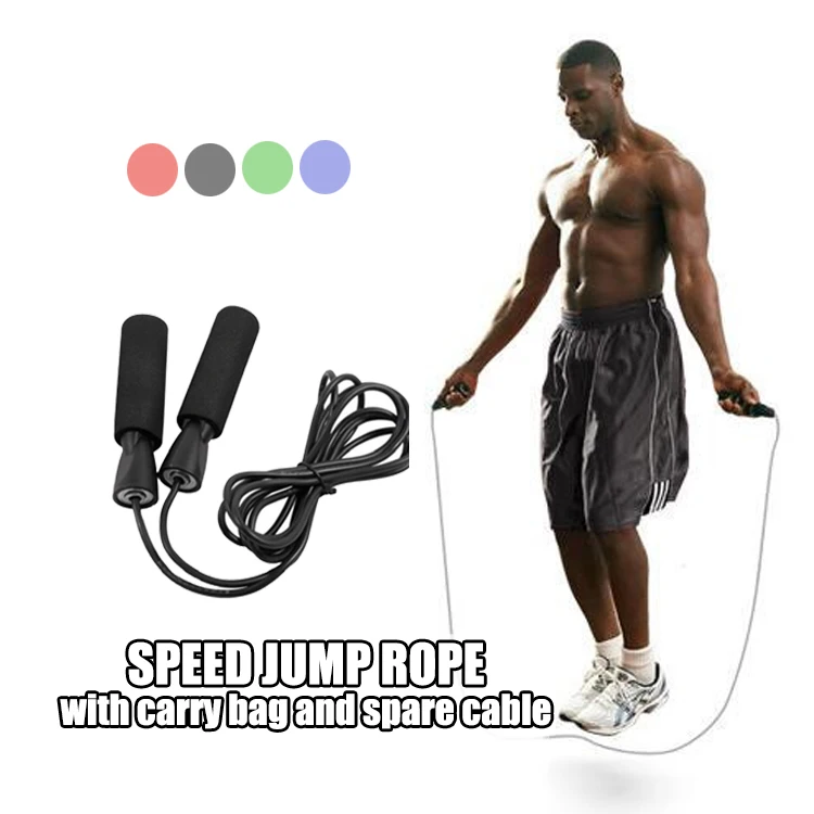 

Adjustable Portable PVC Fitness Training Exercise Equipment Foam Handle Jump Rope, Red,blue,green,black